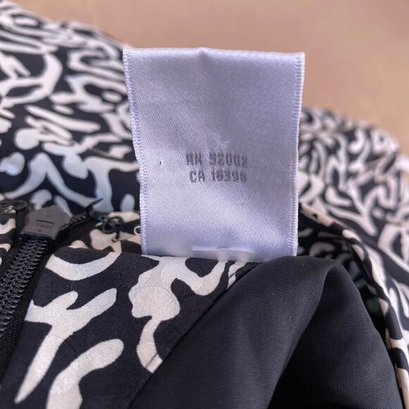 Liz Claiborne Silk Black White Floral Polka Dot Pencil Dress Bow Sz 4 - Picture 11 of 12